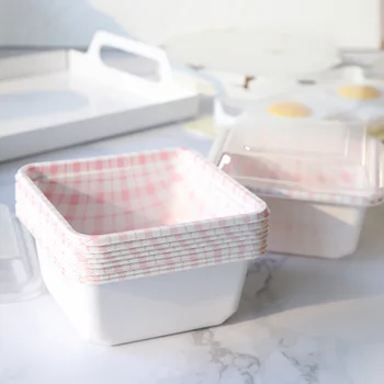 10 VNT. Balta Retro Cake Box Rankomis Dažyti Aliejus, Tapyba Bento Cake Box Iškylą Lauke Tortas plastikinę Dėžutę