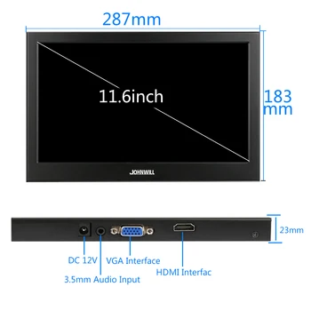 11.6-colių 1920X1080 IPS LCD nešiojamų PC monitoriaus VGA/HDMI sąsaja, 10.1 colių-kompiuterinių žaidimų stebėti PS3/PS4/XBOx360
