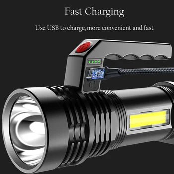 XIWANGFIRE Labiausiai Galingas Žibintuvėlis Kelių rūšių USB Led+cob Žibinto Lempa + COB Šoninis apšvietimas, Built-in Baterijos Geriausias Kempingas, Lauko