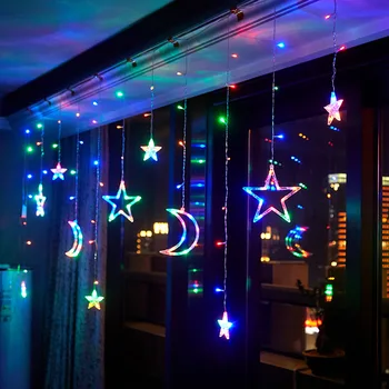 Moon Star LED String Pasakų Žibintai Girliandą EID Mubarakas Ramadanas Apdailos Kalėdų Apšvietimo Vestuves Dekoratyvinis Led