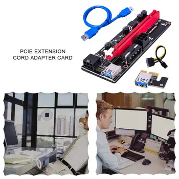 PCI-E pcie Riser 009 Express 1X iki 16x Extender PCI-E USB Stove 009S Dual Kortelės Adapteris SATA 15pin 6 pin BTC Miner