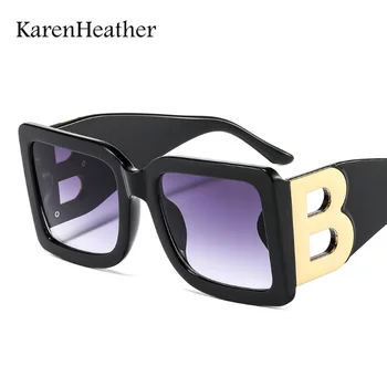 KarenHeather Negabaritinių Raide B Aikštėje, Prabangių akinių nuo saulės Mados Vyrai Moterys Atspalvių UV400 Vintage Akiniai