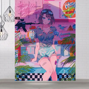 Namų Dekoro Gobelenas Kawaii Anime Kambario Fonas Sienos Kabo hipių namų dekoro mielas kambario dekoro apdailos freskos makrama Paplūdimio kilimėlis