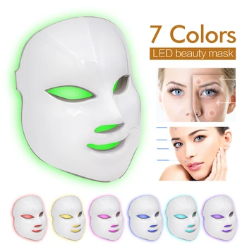 7 Spalvų Led Kaukė Šviesos Terapija LED Veido Kaukė Fototerapijos Grožis, Veido Priežiūros Priemonės, Anti Acne Odos Balinimo Raukšlių Šalinimas