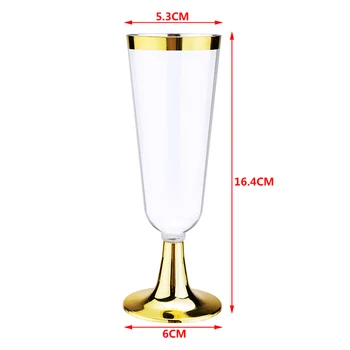 6pcs 150ML Plastiko Vyno Stiklas skaidrus Šampanas Fleitos Geriamas Puodelis Su Krašto Sienų Dekoro Vestuves Kokteilis Drinkware
