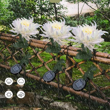 Chrysanthemum Saulės Šviesos diodų (LED Lauko Saulės Lempos Sodo Modeliavimas Gėlių Vejos Šviesos Plug-In Sodo Žemę Lempos Šviesos Sodo Dekoro