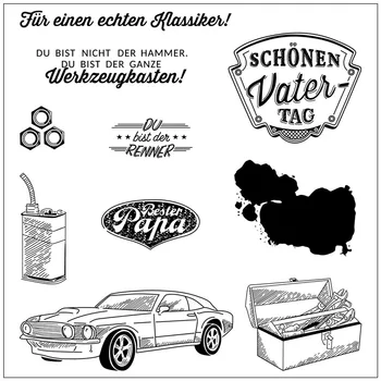 14x14 Cartoon Automobilių Skaidrios Silikoninės Gumos Antspaudas ir Metalo Mirti Lapas Kabintis Scrapbooking 