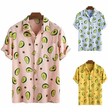 Cofekate Vasaros Drabužius Vyrams Avokado Spausdinti Mens Marškinėliai Trumpomis Rankovėmis Atsitiktinis Paplūdimio Havajų Marškinėliai Vyrams Streetwear 2021