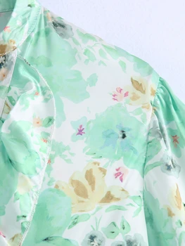 Za ponios marškinėliai 2021 pavasario mados laminuotos dekoratyvinis išspausdintas ponios marškinėliai V-kaklo atsitiktinis trumparankoviai moterų elegantiškos viršų