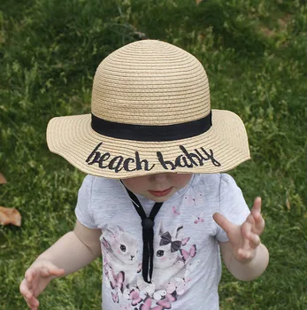 Vaikų vasaros naujus šiaudų skrybėlę audimo siuvinėjimui raidžių baseino skrybėlę joker beach sun skrybėlę mergina