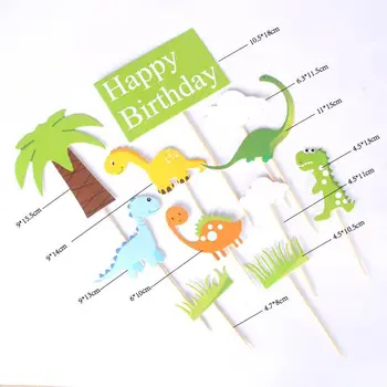 Dinozaurų Gimtadienio Dekoracijos Vaikams Džiaugtis Tortas Vėliavos Dinozaurų Tortas Topper Baby Shower Prekių Juros Periodo Pasaulio Šaliai Dekoro