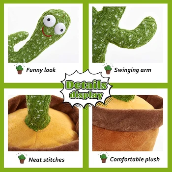 Šokių Kaktusas Elektroninių Pliušinis Žaislas Minkštas Pliušinis Lėlės Kūdikiams Kaktusas Gali Šokti Ir Dainuoti Balso Interaktyvus Bled Stark Žaislai