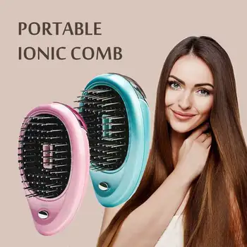 Nešiojamieji Elektriniai Joninių Hairbrush Neigiamų Jonų Šukos Takeout Mini Vibracijos Plaukų Šepetys Galvos Massager Plaukų Formavimo Ištiesinimo Priemonės