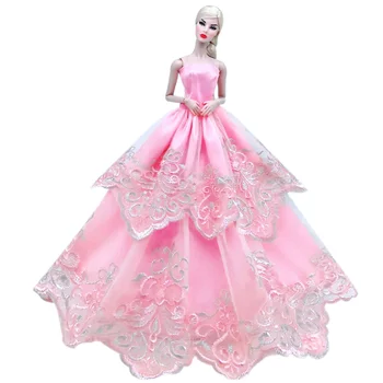 Pink Gėlių Nėrinių Vestuvinė Suknelė Barbie Lėlės Komplektus Mados Lėlės Drabužiai Princesė Šalis Suknelė 1/6 BJD Lėlės Priedai