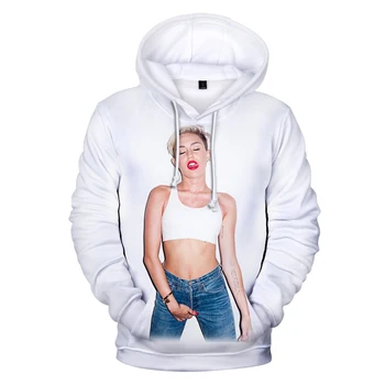 Asmenybės Miley Cyrus Hoodie 3D Moterų Palaidinukė Mados ilgomis Rankovėmis Vyrų Hoodie Harajuku Streetwear Stiliaus Paltai Gražus