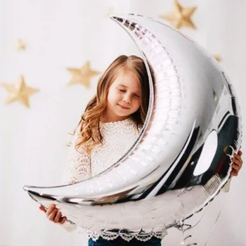 22 colių moon star aliuminio folija balionas Baby Shower gimtadienio Dekoracijos, Helio Balionai Vaikams Žaislas Globos Vestuvių Šventė