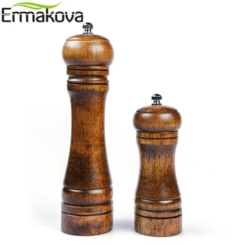 ERMAKOVA 5 ar 8 Colių Medžio masyvo Druska ir Pipirai Malūnas Purtyklė su Stipriais Reguliuojamas Keramikos Malūnėlis Virtuvė Įtaisą Įrankiai