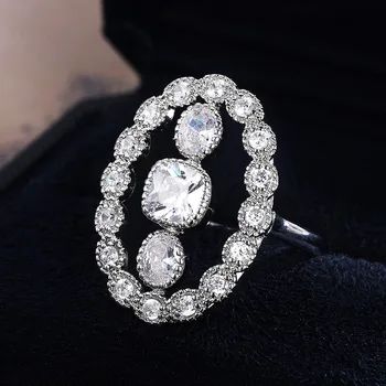 Madinga Modernaus Stiliaus Šalies Žiedai Moterims Išskirtinį Nutiesti Nustatymas Kristalų Cirkonis Moterų Žiedai, Vestuvių, Sužadėtuvių Papuošalai